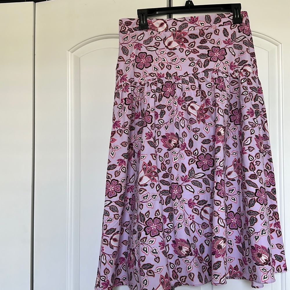 Ann Taylor Pink Floral Midi Skirt
